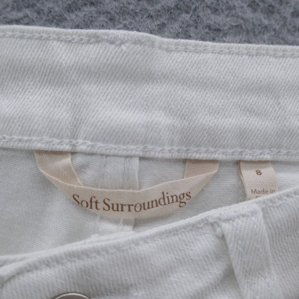 Soft Surroundings Parisa Beaded Lace‎ Ankle Jeans 8 White Blue Embellished - Picture 8 of 14